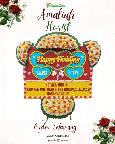 Karangan Papan Bunga Pernikahan di Babakanjaya